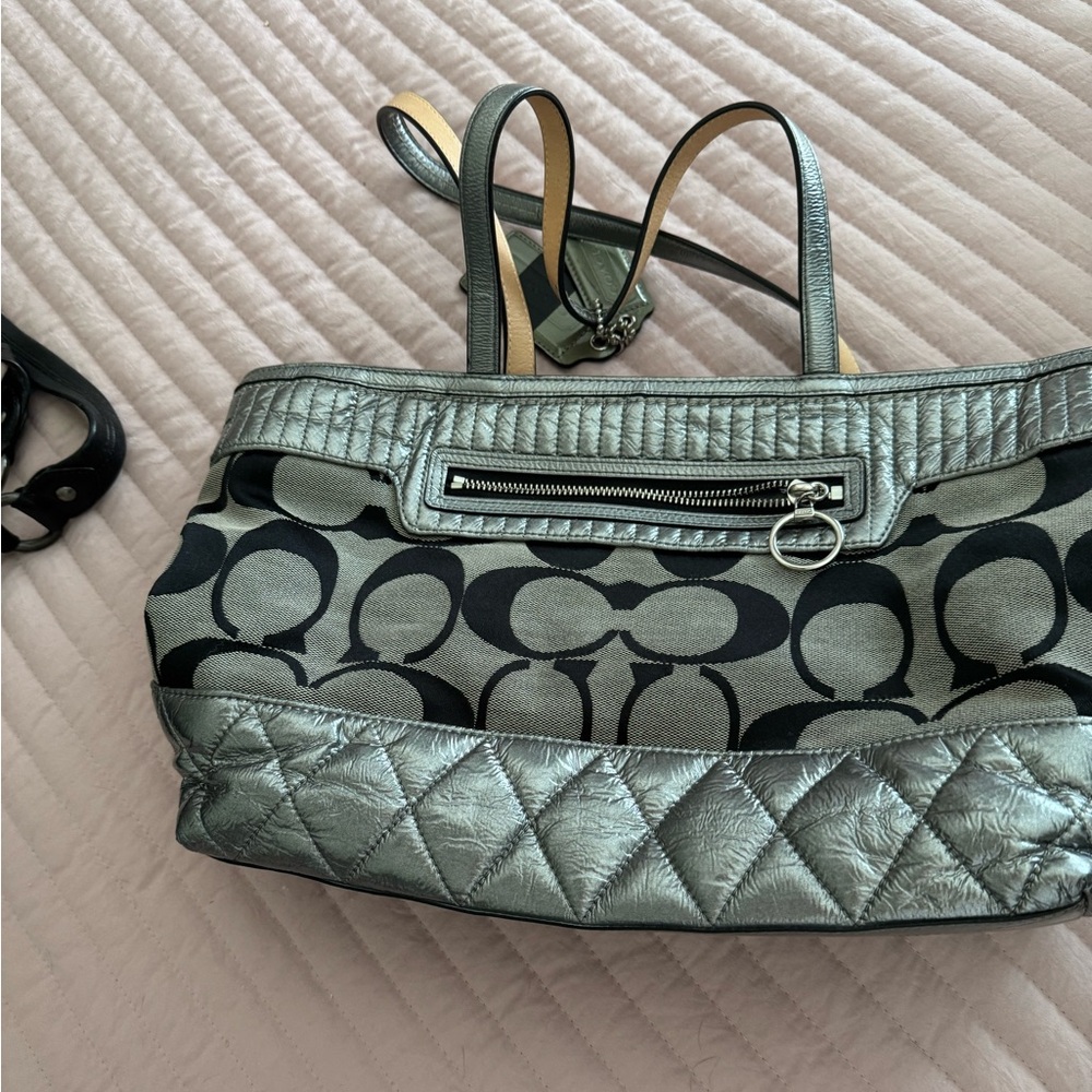 Coach Black and Silver Shoulder Bag